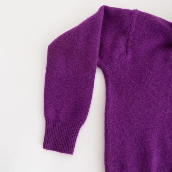 Crown Jewels Purple 50% Lambswool  40% Rabbit Hair Turtleneck Sweater Small - Picture 8 of 11